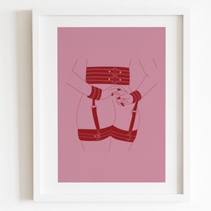 Shibari Art Print – Frau im Bondage Harness, erotische Illustration Bild 5