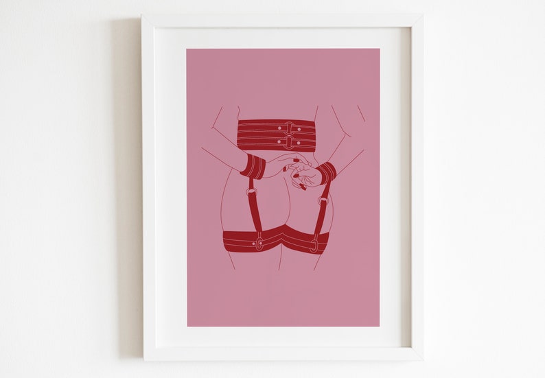Shibari Art Print – Frau im Bondage Harness, erotische Illustration Bild 5