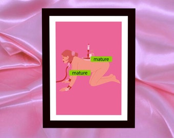 Bondage Art Print – Submissive Woman, Kink Illustration