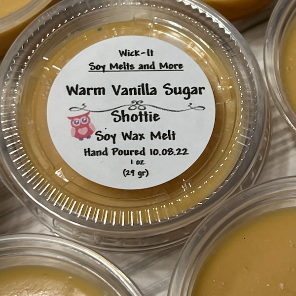 Warm Vanilla Sugar , Shottie, Shottie Soy Wax Melts, Shots, Soy Shots, Soy wax melts, Shotties, Shot Cups, Scented Wax Melts,