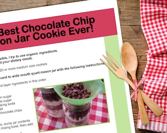 The Best Chocolate Chip Mason Jar Cookie downloadable PDF or JPEG Eating Cleaner recipe file