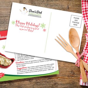 Briefkaart Receptgroet Fijne Feestdagen Kick Butt Pimiento Cheese Spread Dip downloadbare pdf- of jpeg-bestand voor fijnproevers eten Cleaner gourmet