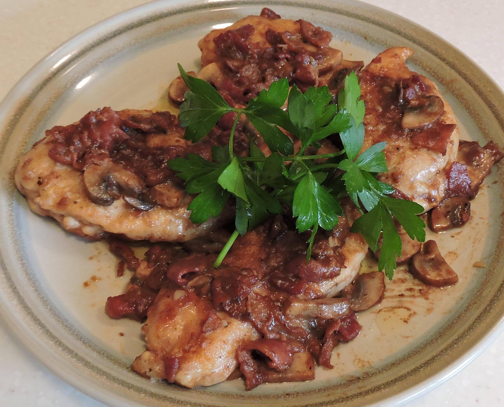 Chicken Marsala With Shiitake Mushrooms and Bacon Downloadable PDF or