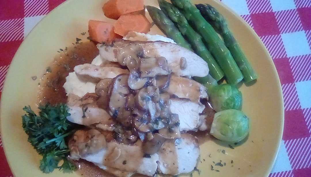 Chicken Marsala With Shiitake Mushrooms and Bacon Downloadable PDF or