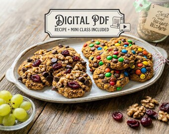Ricetta PDF per biscotti all'avena e zucca / Guida facile alla pasticceria autunnale, mini corso, download di dessert per il Giorno del Ringraziamento e dolcetti autunnali per feste per bambini