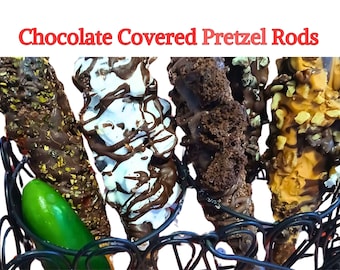 Dark Chocolate Covered Pretzel Rods: Gourmet Party Favors