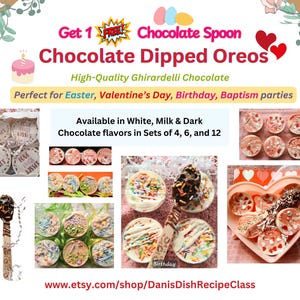 Chocolate Covered Oreos, White/Milk/Dark Chocolate,1 FREE Chocolate Spoon | Easter Oreos,Party favors,Birthday,Valentine gift,Baptism favors