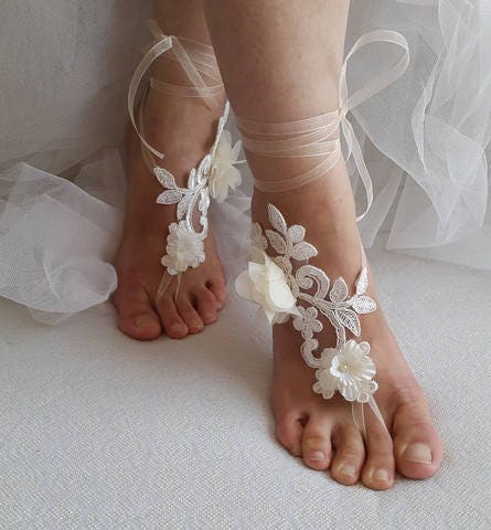 Schoenen damesschoenen Sandalen Open sandalen Bruiloft schoen zomer schoen ivoor kant bruidsaccessoires schoenen bruidssandalen bruidsmeisjes, blootsvoets sandalen bruiloft sandalen 