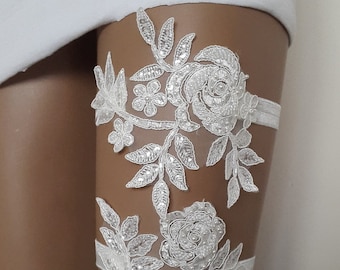 Accesorios de novia Liga, ligas de tiras, marfil, encaje, ligas de boda, accesorios de novia, liga de liga,