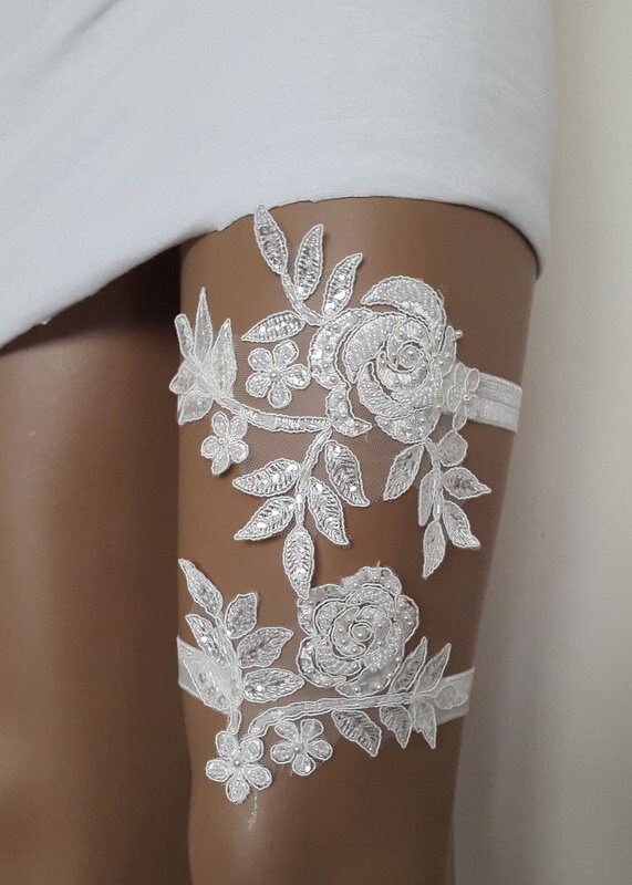 Accesorios de novia Liga, ligas de tiras, marfil, encaje, ligas de boda, accesorios de novia, liga de liga,