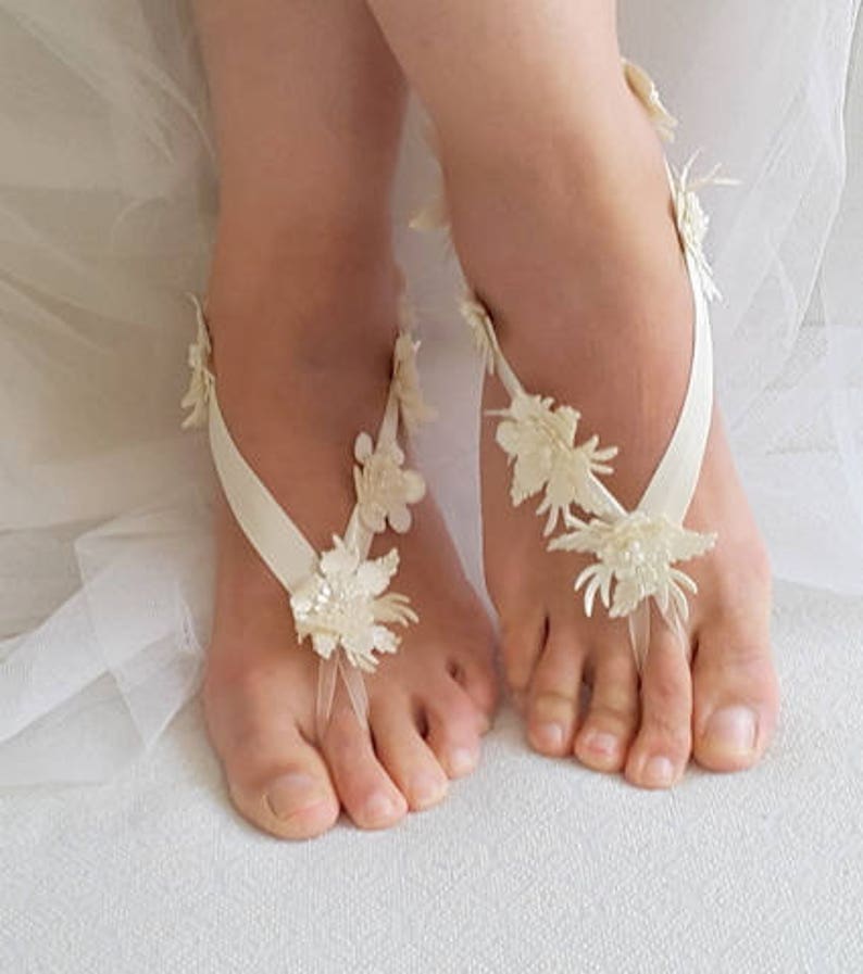 Anklet free shipping bridal sandals bridesmaids, B\u0130G D\u0130SCOUNT Barefoot sandals,beach,Imitation leather flowers,wedding sandals,shoes