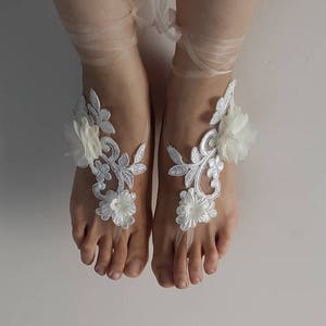 Wedding shoe,summer shoe,barefoot sandals,bridal accessories, ivory lace,wedding sandals, shoes bridal sandals bridesmaids, image 5