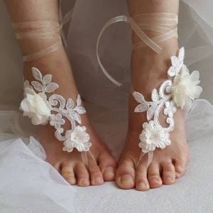 Wedding shoe,summer shoe,barefoot sandals,bridal accessories, ivory lace,wedding sandals, shoes bridal sandals bridesmaids, image 3