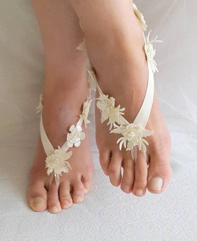 Anklet free shipping bridal sandals bridesmaids, B\u0130G D\u0130SCOUNT Barefoot sandals,beach,Imitation leather flowers,wedding sandals,shoes