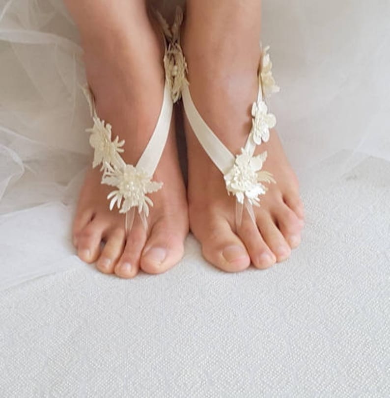 Anklet free shipping bridal sandals bridesmaids, B\u0130G D\u0130SCOUNT Barefoot sandals,beach,Imitation leather flowers,wedding sandals,shoes