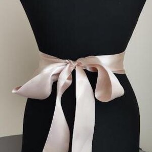 bride sash,Baby Shower Sash Mommy to Be Sash bridal belt ivory satin champagne satin,handmade flowers,wedding belt,Wing, Long Waist. image 4