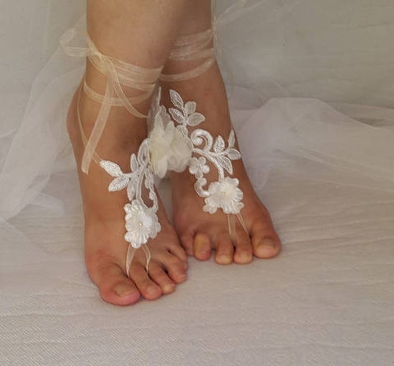 Wedding shoe,summer shoe,barefoot sandals,bridal accessories, ivory lace,wedding sandals, shoes bridal sandals bridesmaids, image 4