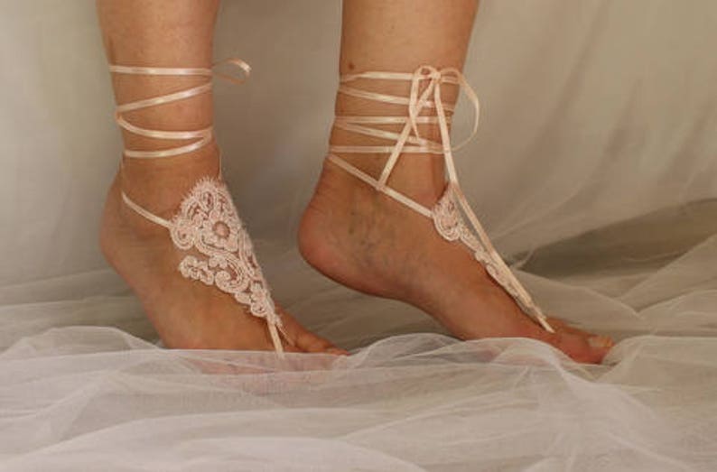 Wedding Shoespink Lace Wedding Sandalsbarefoot Sandals - Etsy