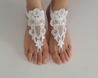 Wedding shoes, summer shoes,beach shoes, barefoot sandals,ivory lace sandals,wedding sandals,foot jewelry,free shipping