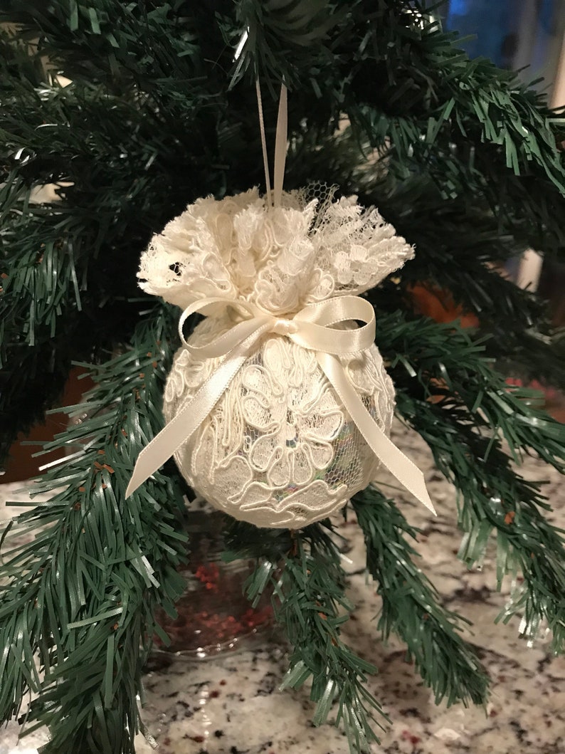 Wedding dress Christmas ornament made from your dress gown. | Etsy