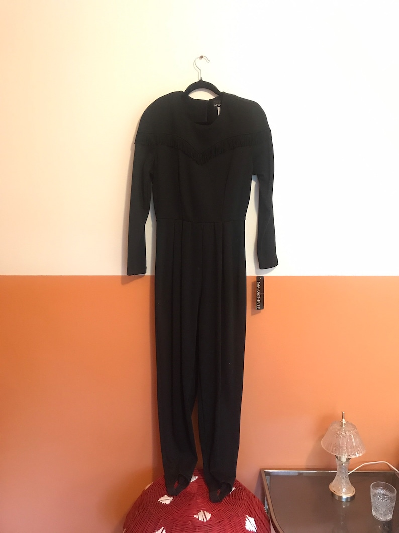 RARE Vintage fringe black jumpsuit NWT