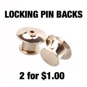 10pcs Locking Pin Backs，Brass Locking clutch,Pin Keepers,White K pin back