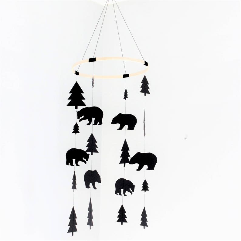 Tree Mobile Forest Baby Mobile Bear Mobile Nursery Mobile Etsy