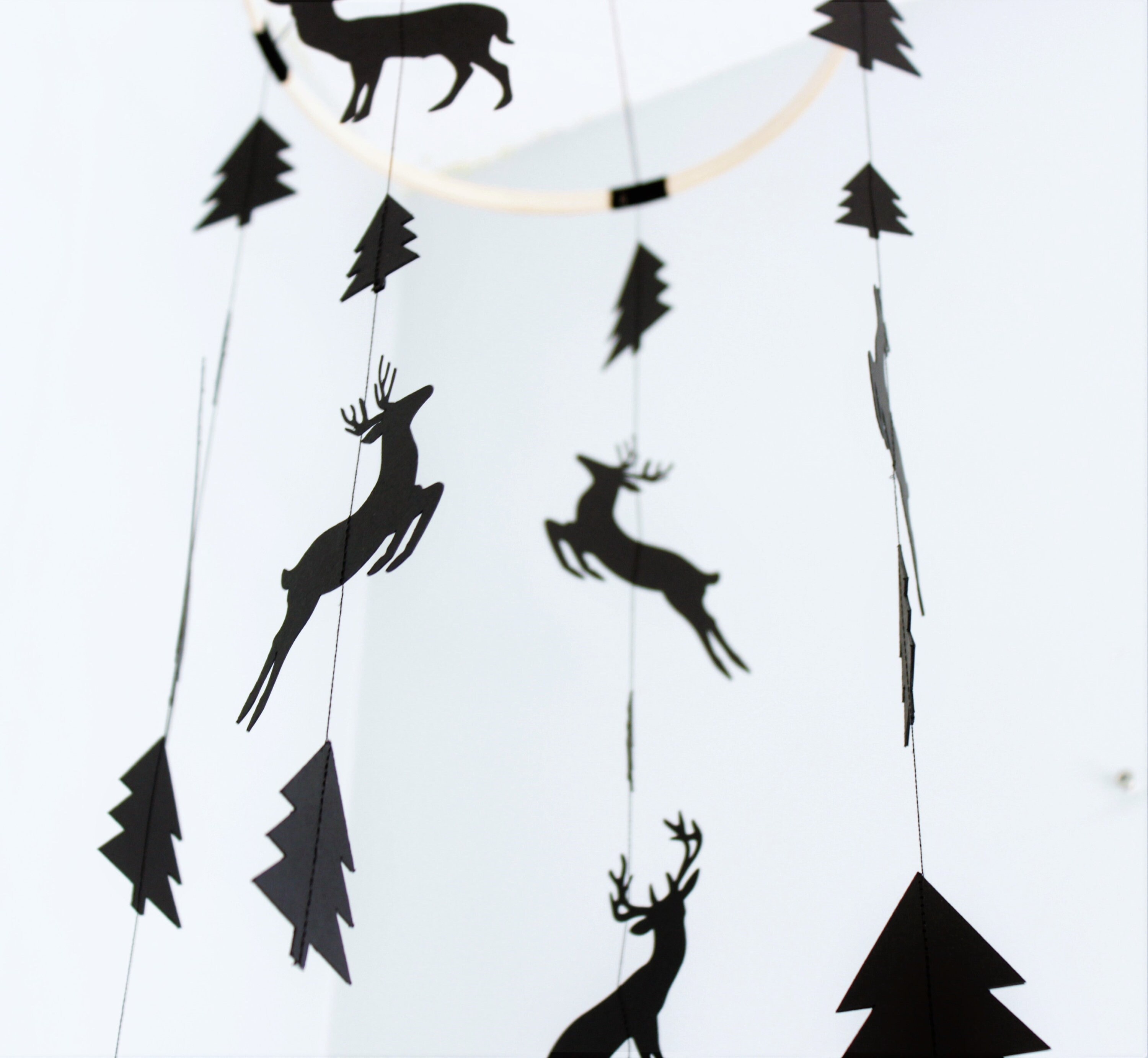 Woodland Baby Mobile Deer Crib Mobile Monochrome Nursery Etsy