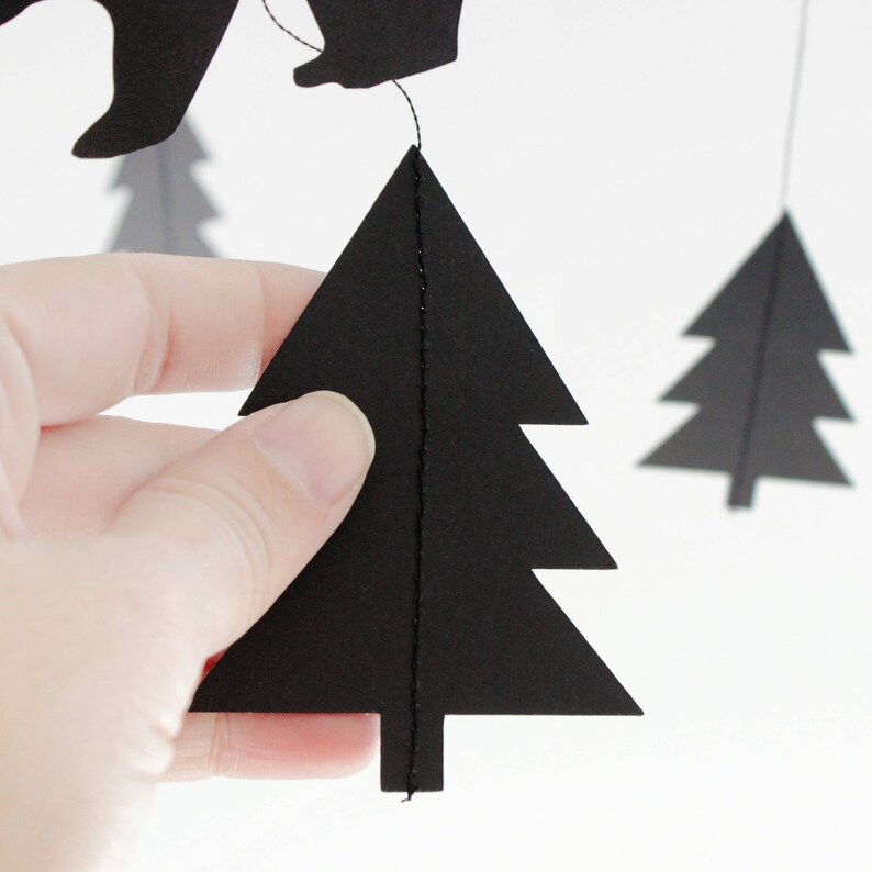 Woodland Baby Mobile Deer Crib Mobile Monochrome Nursery Etsy