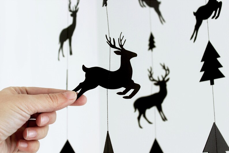 Woodland Baby Mobile Deer Crib Mobile Monochrome Nursery Etsy