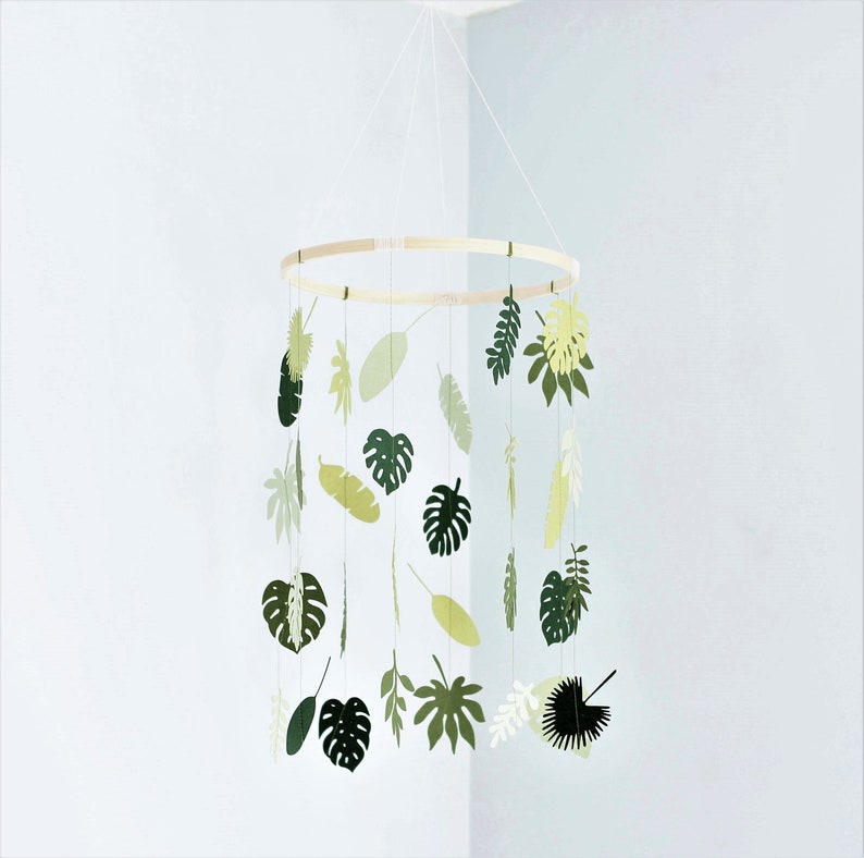 Jungle Baby Mobile Monstera Leaf Nursery Mobile Tropical Etsy