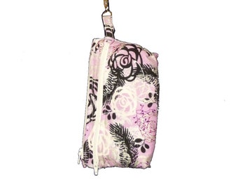 Lindsay Wristlet, Clutch, Wallet, Pink, White, Black, Floral, Uniquely Michelle | Sewn By Tanya