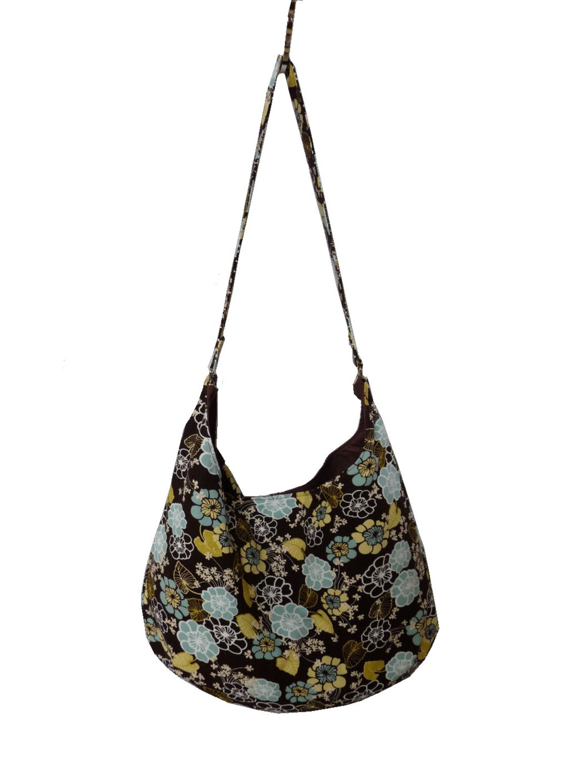 Flowers on Chocolate Canvas Slouch Bag Hobo Bag Purse With - Etsy Canada