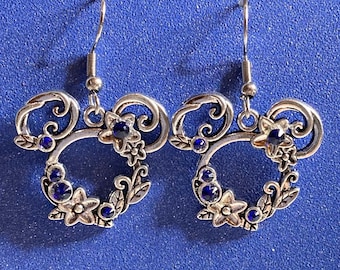 Disney earrings, Disney jewelry, Mickey Mouse Earrings, MIckey Mouse crystal earrings,  Fish extenders, Disney cruise