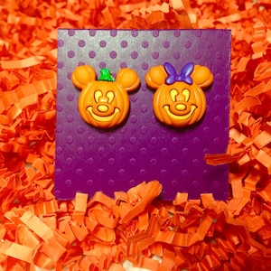 Disney Halloween earrings, Disney earrings, Disney jewelry, Mickey and Minnie pumpkin, Halloween earrings,  Fish extenders, Disney cruise