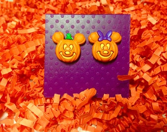 Disney Halloween earrings, Disney earrings, Disney jewelry, Mickey and Minnie pumpkin, Halloween earrings,  Fish extenders, Disney cruise