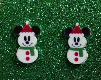 Disney Christmas earrings, Disney earrings, Disney jewelry, Mickey Mouse snowman, Christmas earrings,  Fish extenders, Disney cruise