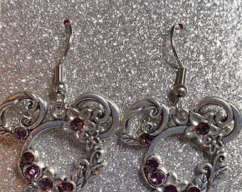 Disney earrings, Disney jewelry, Mickey Mouse Earrings, MIckey Mouse crystal earrings,  Fish extenders, Disney cruise