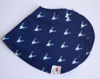 Navy with MInt Deer-Heads - Burpin Bib.  The Bib and Burp Cloth All in One by Ella & Max.  Several Styles to Choose From.