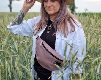 Mauve fanny pack, Antique pink hip bag, Dusty rose velvet hip bag, Basic belly bag, Simple waist bag