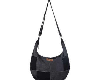 Hobo, denim, bag, jeans, patchwork, big bag, organic, eco, ecology, recycling, upcycling, denim bag, patchwork bag, hobo bag, recycling bag