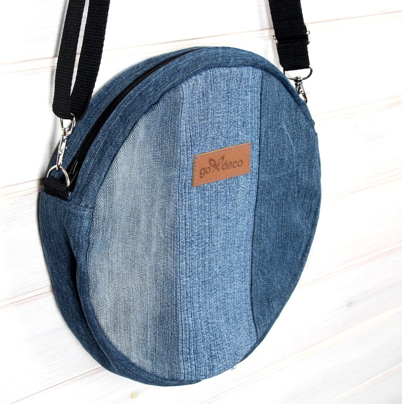 Bolso ecológico, bolsa de mezclilla, bolso vaquero, bolso de hombro, denim, denim de tasche, bolsa de ecología, bolsa orgánica, bolsa de reciclaje, upcycling, bolso bandolera imagen 1