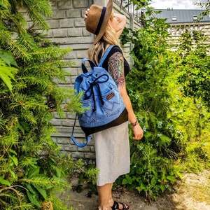 Backpack denim, Backpack jeans, Vegan Backpack, blue backpack, sac, blue sac, vegan, denim backpack, gymbag, denim, jeans