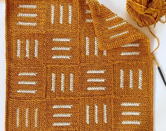 Crochet Modern Hatch Lines Blanket Pattern