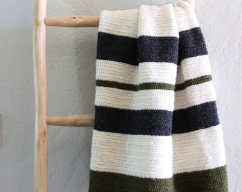 Crochet Winter Stripes Herringbone Throw Pattern