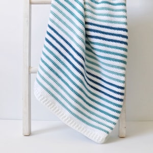 Crochet Teal Stripes Baby Blanket Pattern image 1