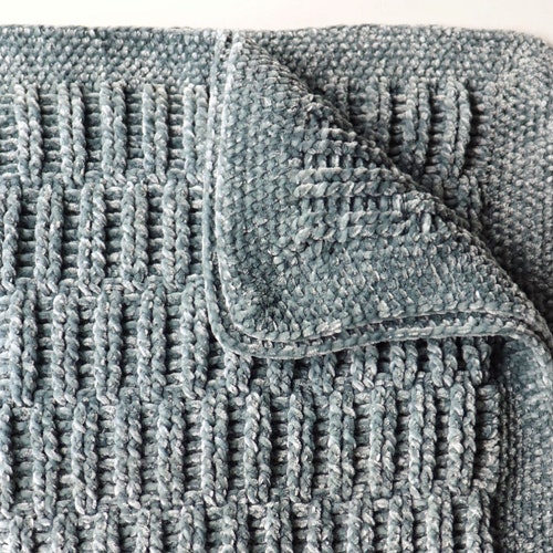 Knit Look Crocheted Throw Blanket Pattern Velvet Crochet Etsy