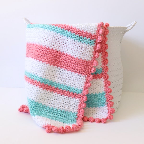Crochet Striped V-Stitch Blanket Pattern