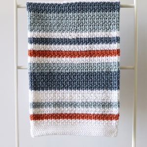 Crochet Country Blue Stripes Blanket Pattern