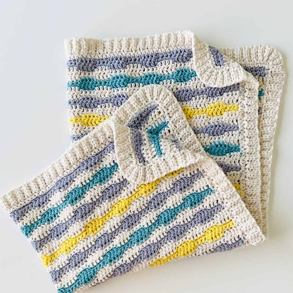 Crochet Retro Waves Baby Blanket